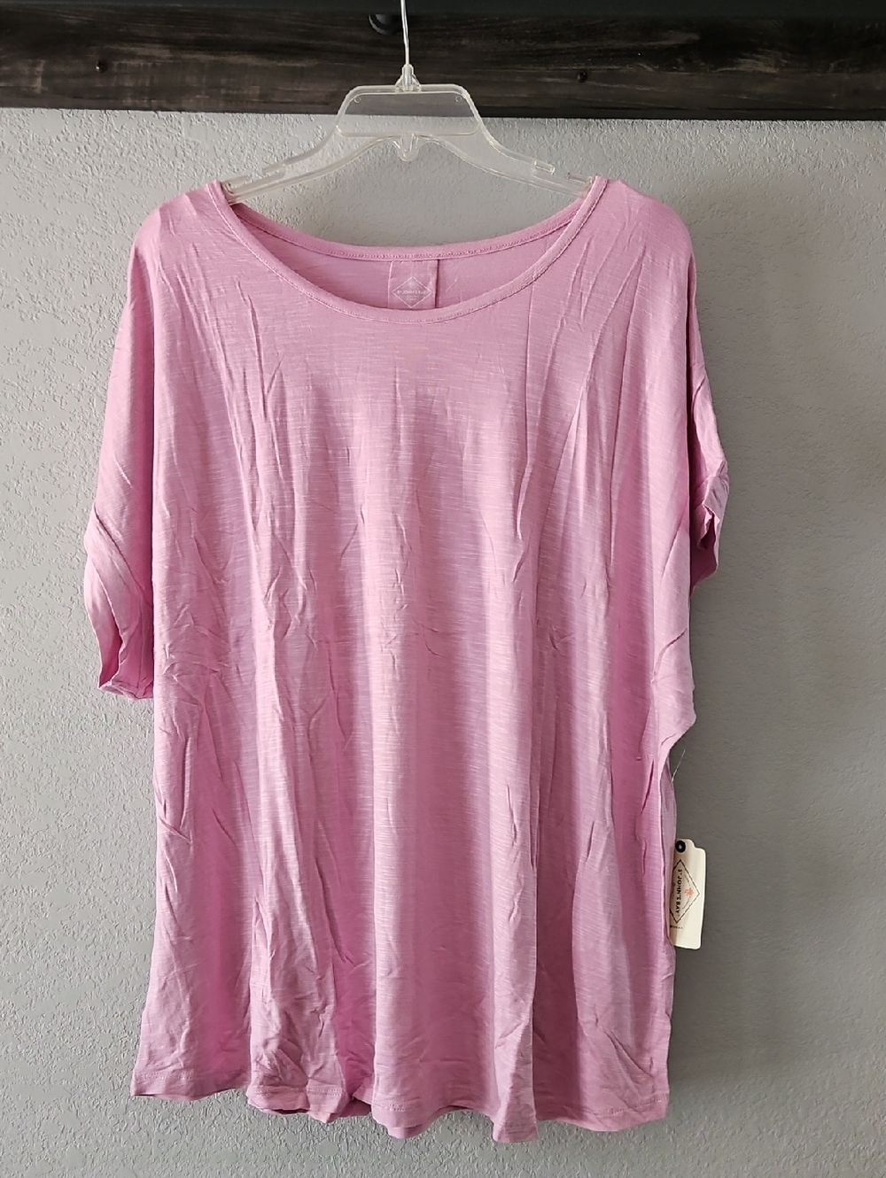 St. John's Bay Light Pink Scoop Neck Short Sleeve Tee Relaxed Fit 1X NWT